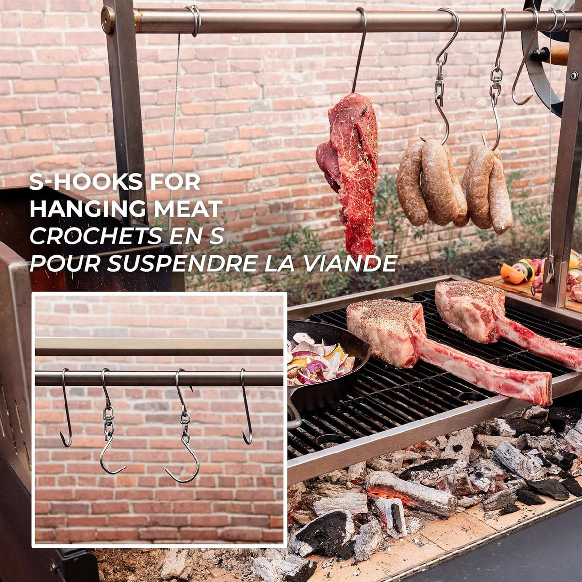 5FT X 2FT Heavy-Duty Argentine Santa Maria Wood Fire and Charcoal BBQ Grill with Brasero