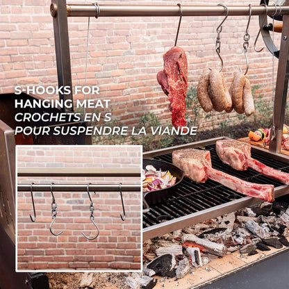 5FT X 2FT Heavy-Duty Argentine Santa Maria Wood Fire and Charcoal BBQ Grill with Brasero