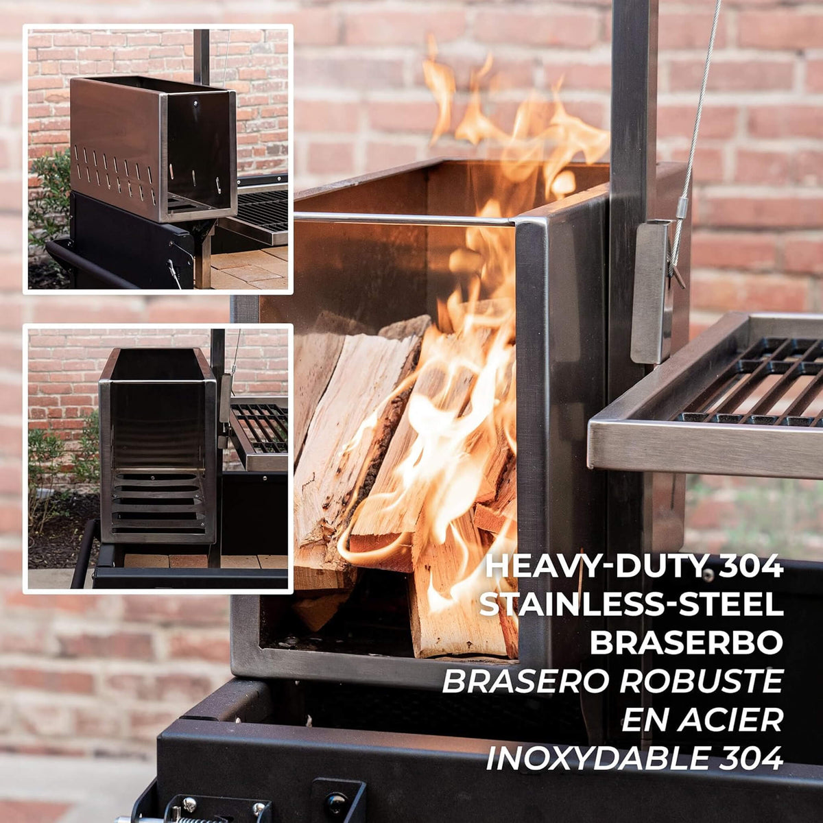 5FT X 2FT Heavy-Duty Argentine Santa Maria Wood Fire and Charcoal BBQ Grill with Brasero