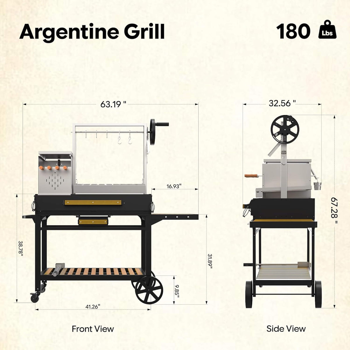 5FT X 3FT Heavy-Duty Argentine Santa Maria All-In-One BBQ Grill with Brasero