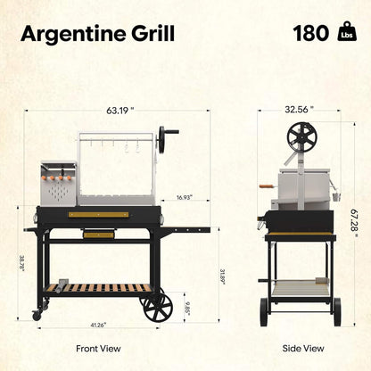 5FT X 3FT Heavy-Duty Argentine Santa Maria All-In-One BBQ Grill with Brasero
