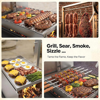 5FT X 3FT Heavy-Duty Argentine Santa Maria All-In-One BBQ Grill with Brasero