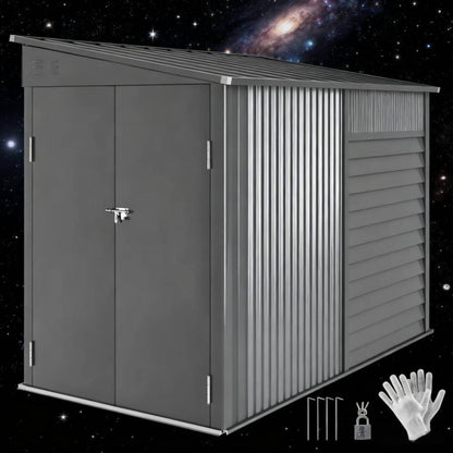 5FT x 9FT Heavy-Duty Outdoor Galvanized Steel Storage Shed with Lockable Doors