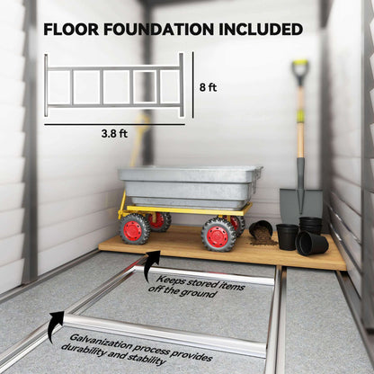 5FT x 9FT Heavy-Duty Outdoor Galvanized Steel Storage Shed with Lockable Doors