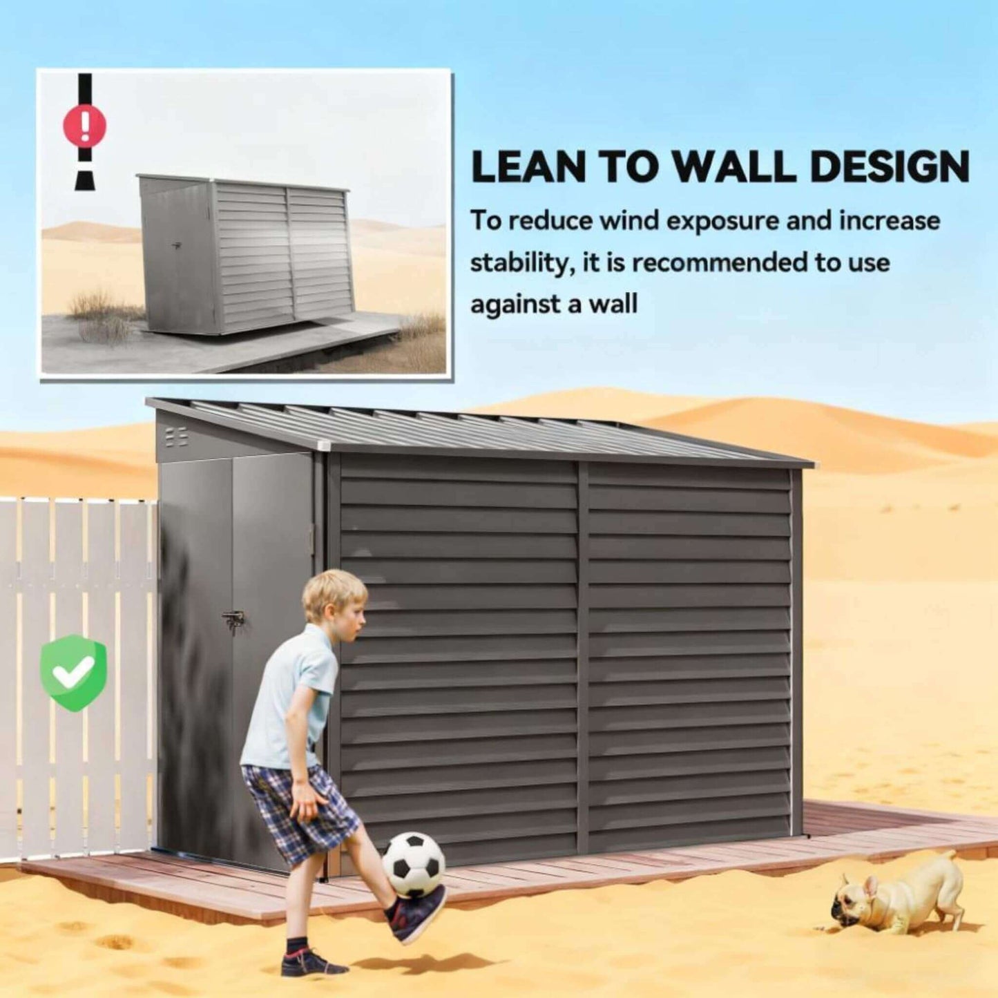 5FT x 9FT Heavy-Duty Outdoor Galvanized Steel Storage Shed with Lockable Doors