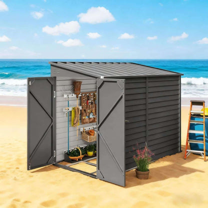 5FT x 9FT Heavy-Duty Outdoor Galvanized Steel Storage Shed with Lockable Doors