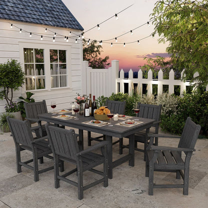 Corex HDPE Outdoor Dining Set, 7-Piece, Gray