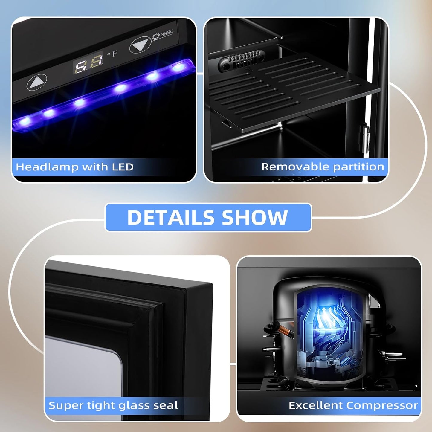 0.6 CU. FT. Wine Cellar Mini Fridge 4-Bottle Wine Cooler Refrigerator