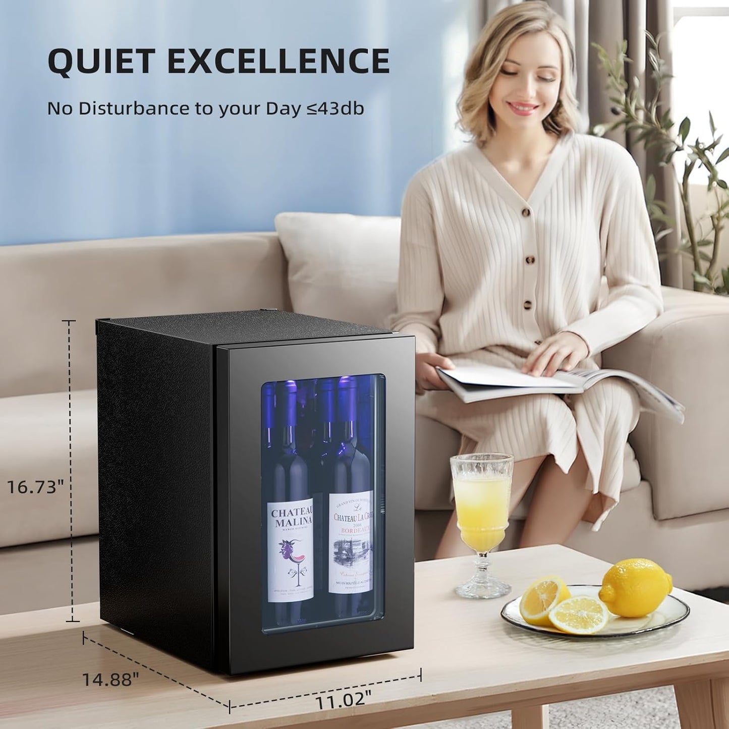 0.6 CU. FT. Wine Cellar Mini Fridge 4-Bottle Wine Cooler Refrigerator