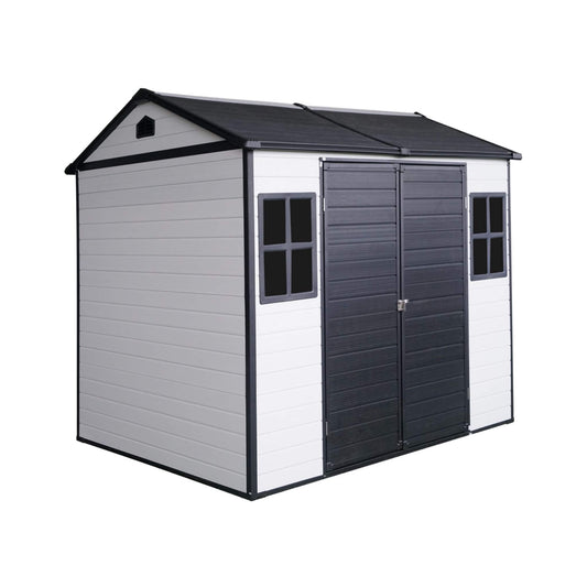 6' x 8' FT Alora Heavy-Duty Outdoor Resin Storage Shed With Lockable Doors And Built-In Floor