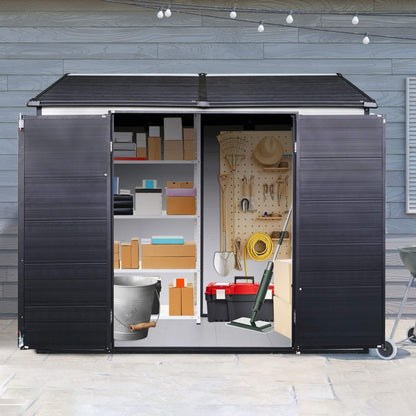 6' x 8' FT Alora Heavy-Duty Outdoor Resin Storage Shed With Lockable Doors And Built-In Floor
