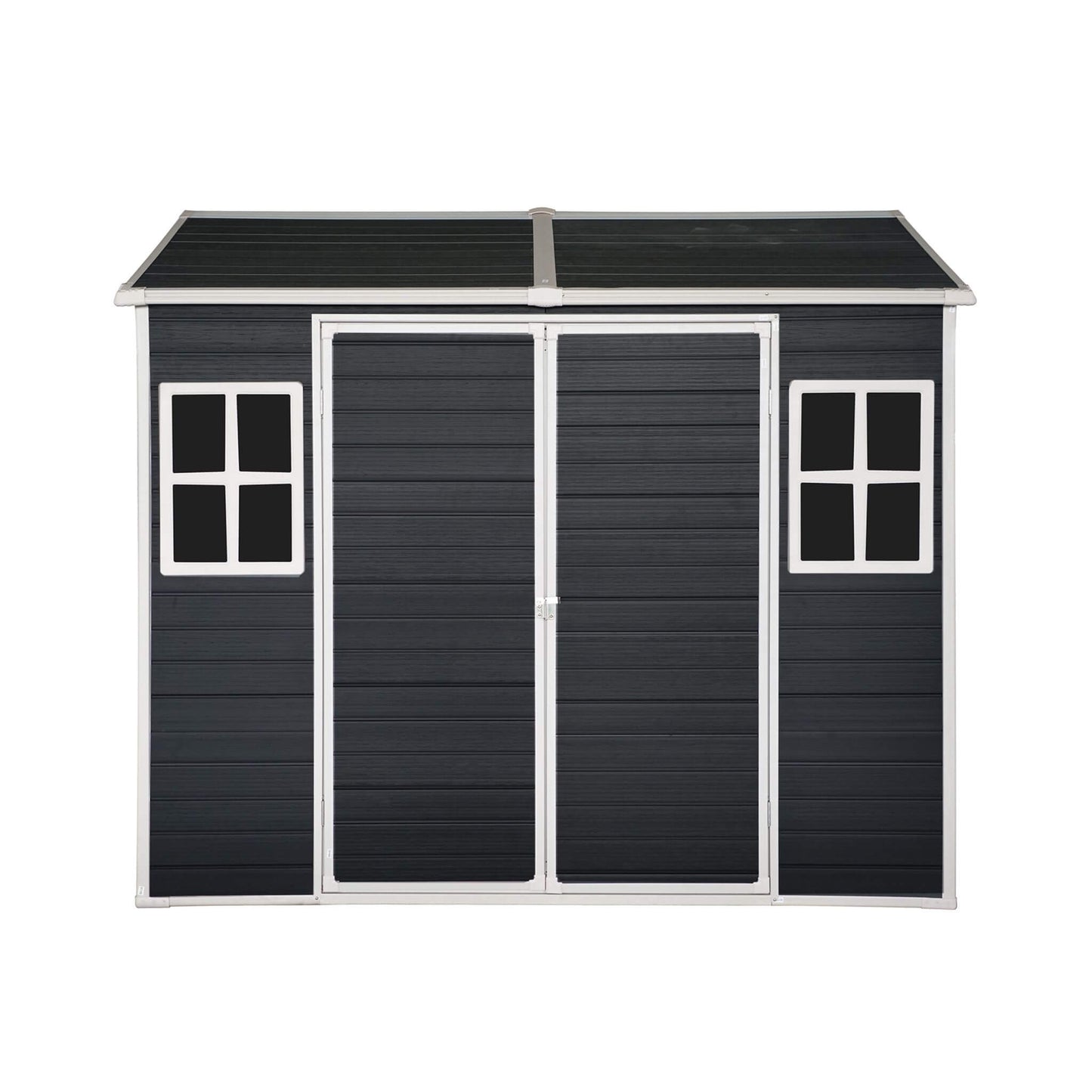 6' x 8' FT Alora Outdoor Resin Patio Garden Shed With Floor, 2 Windows, And Lockable Doors