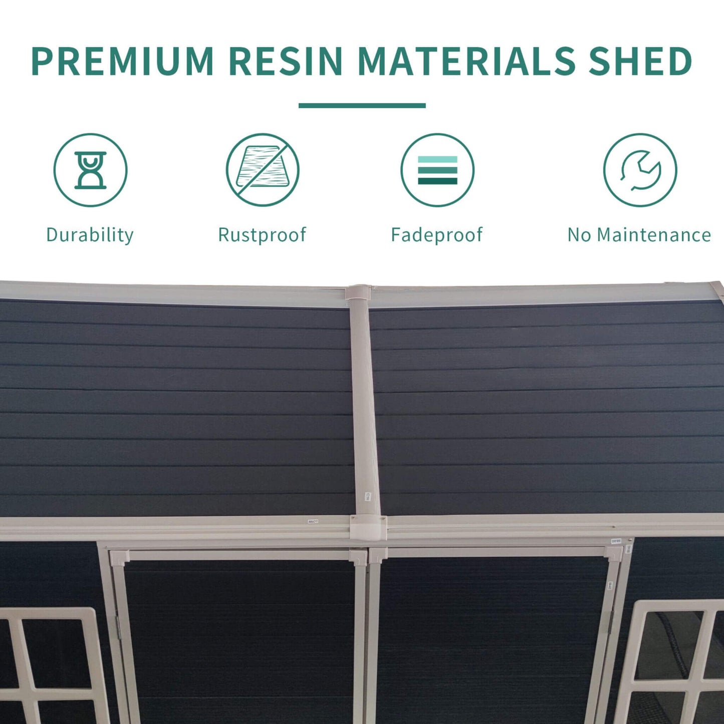 6' x 8' FT Alora Outdoor Resin Patio Garden Shed With Floor, 2 Windows, And Lockable Doors