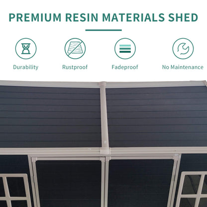 6' x 8' FT Alora Outdoor Resin Patio Garden Shed With Floor, 2 Windows, And Lockable Doors