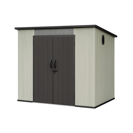 6FT x 8FT Alora Outdoor Resin Storage Shed with Lockable Double Doors and Sloping Roof