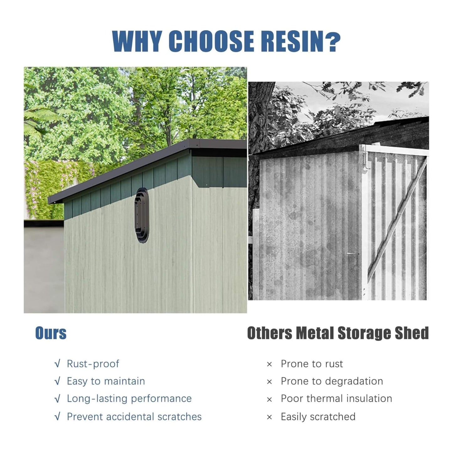 6FT x 8FT Alora Outdoor Resin Storage Shed with Lockable Double Doors and Sloping Roof