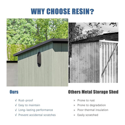 6FT x 8FT Alora Outdoor Resin Storage Shed with Lockable Double Doors and Sloping Roof
