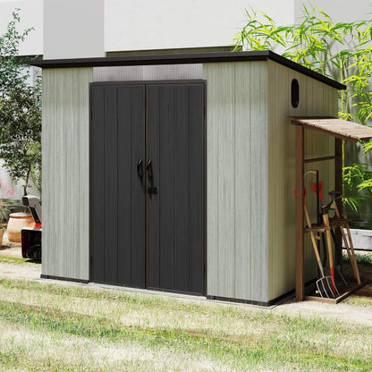 6FT x 8FT Alora Outdoor Resin Storage Shed with Lockable Double Doors and Sloping Roof