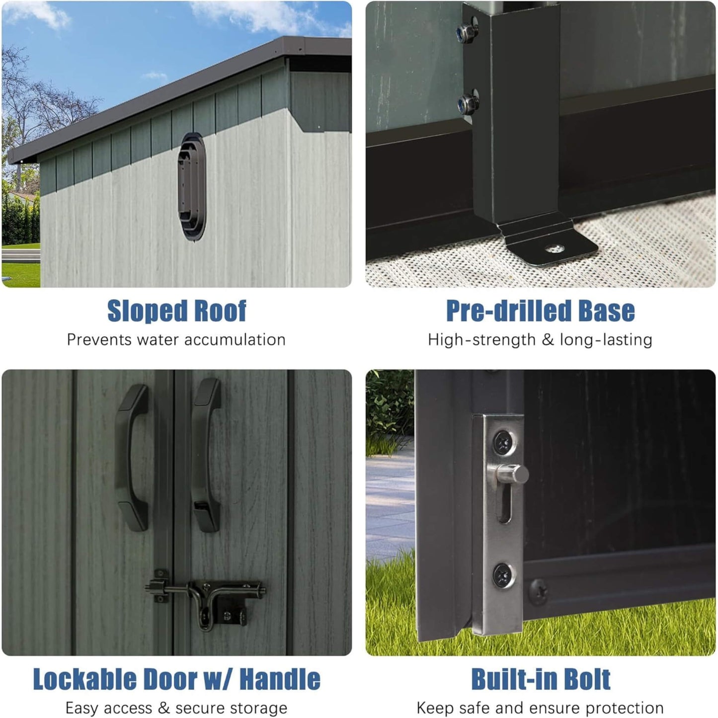 6FT x 8FT Alora Outdoor Resin Storage Shed with Lockable Double Doors and Sloping Roof