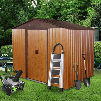 6FT x 8FT Alora Premium Outdoor Metal Storage Shed with Metal Floor Frame