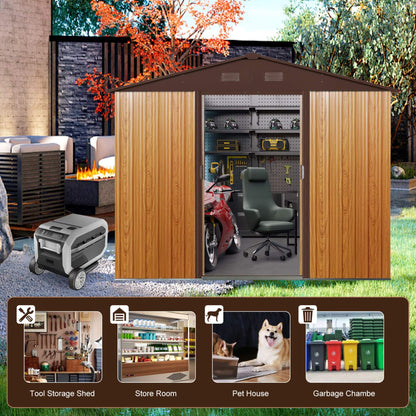 6FT x 8FT Alora Premium Outdoor Metal Storage Shed with Metal Floor Frame