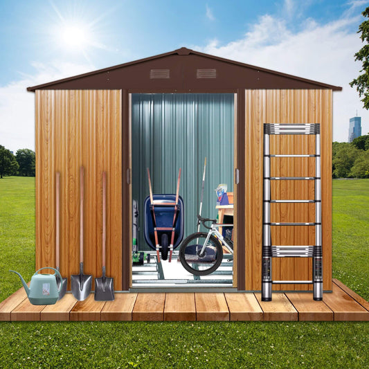 6FT x 8FT Alora Premium Outdoor Metal Storage Shed with Metal Floor Frame