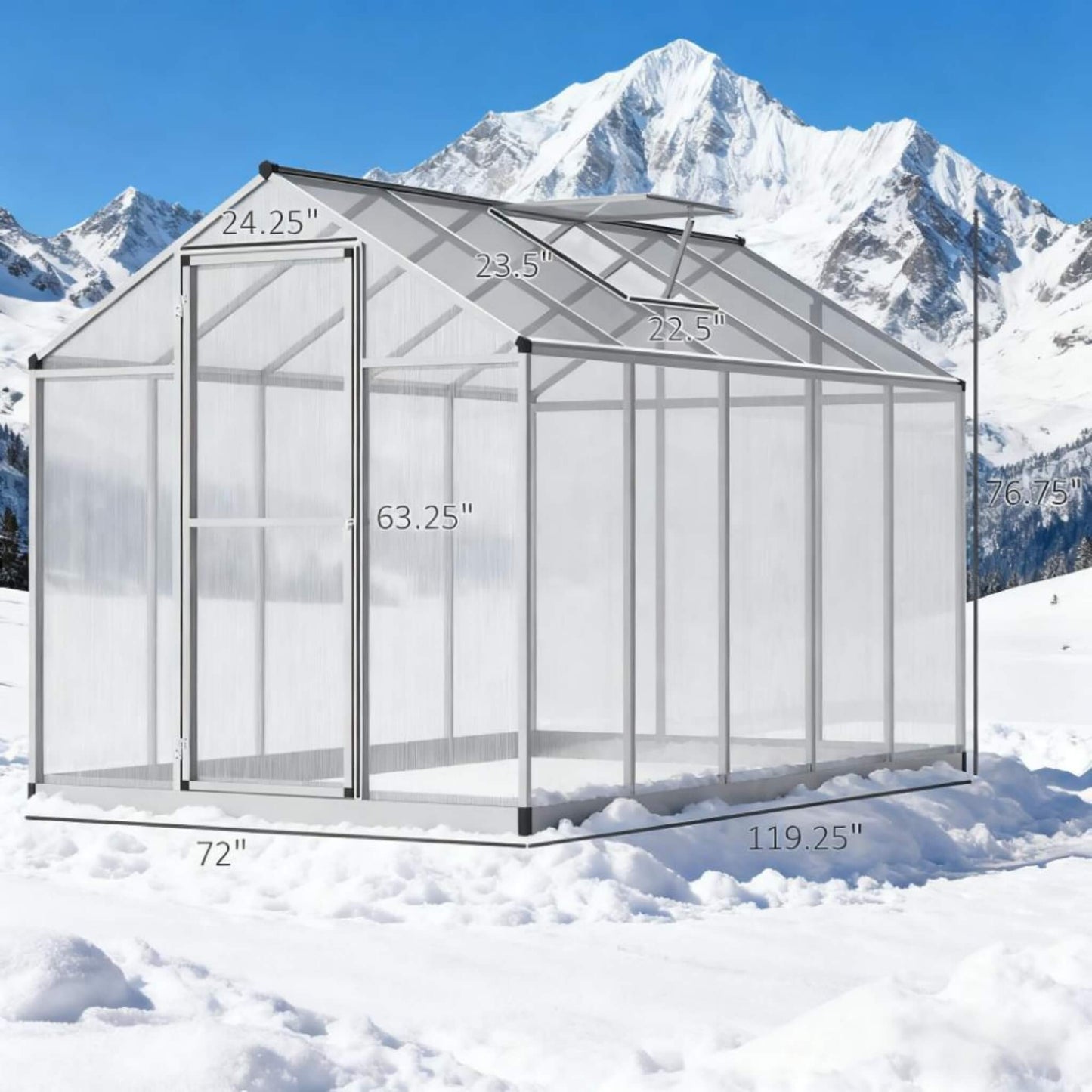 6' x 10' FT Alora Large Walk-In Backyard Greenhouse W/ Rainwater Collection System and Roof Vent