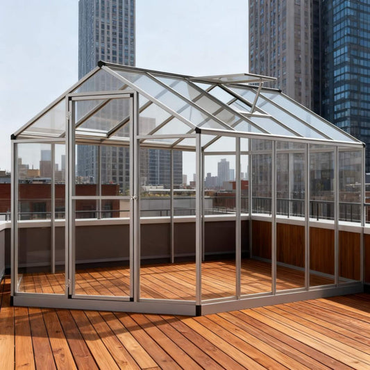 6' x 10' FT Alora Large Walk-In Backyard Greenhouse W/ Rainwater Collection System and Roof Vent