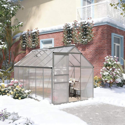 6FT x 12FT Heavy-Duty Aluminum Walk-In Greenhouse with Rooftop Vent and Sliding Door