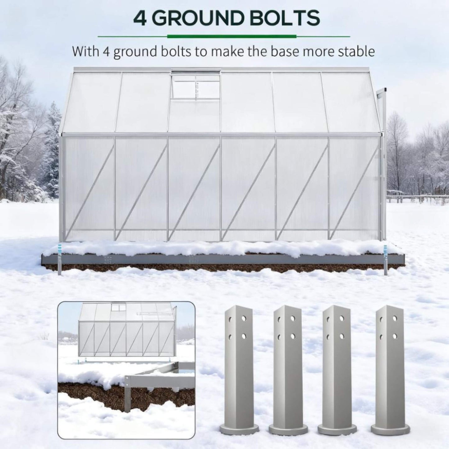 6FT x 12FT Heavy-Duty Aluminum Walk-In Greenhouse with Rooftop Vent and Sliding Door