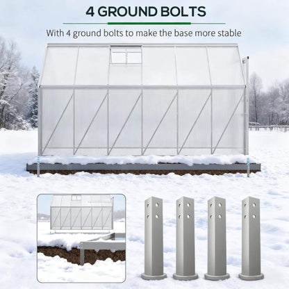 6FT x 12FT Heavy-Duty Aluminum Walk-In Greenhouse with Rooftop Vent and Sliding Door