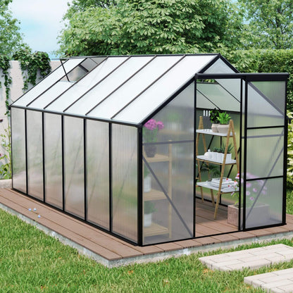 6' x 12' FT Alora Heavy-Duty Black Polycarbonate Greenhouse With Raised Base And Anchor