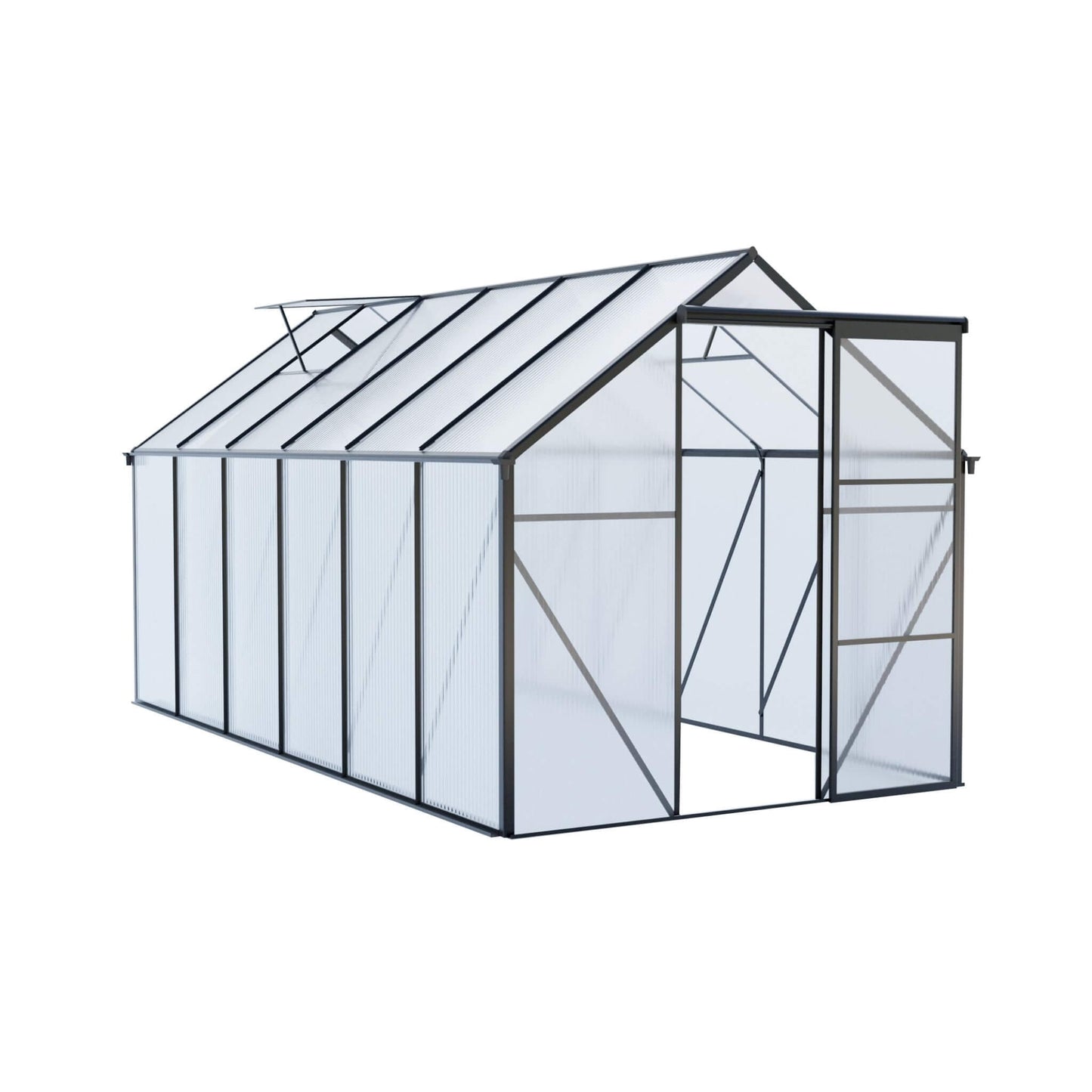 6' x 12' FT Alora Heavy-Duty Black Polycarbonate Greenhouse With Raised Base And Anchor
