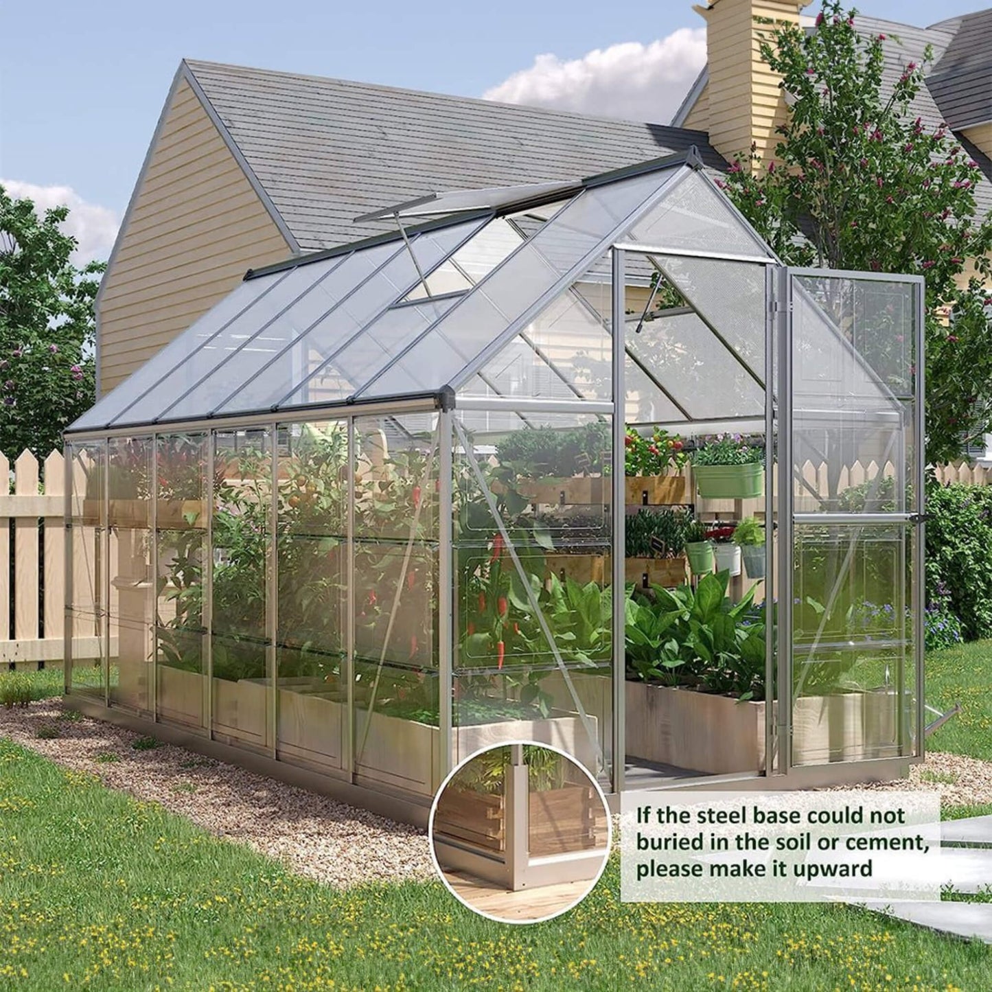 6' x 12' FT Heavy-Duty Outdoor Aluminum Polycarbonate Walk-In Greenhouse With Lockable Hinged Door