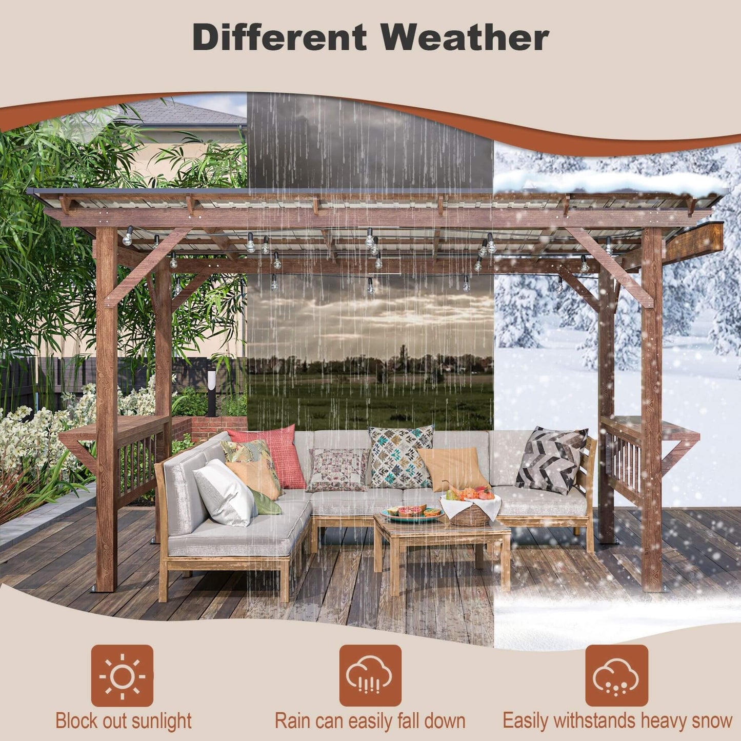 6' x 13' Alora Durable Outdoor Hardtop BBQ Grill Shelter Gazebo With Shelves