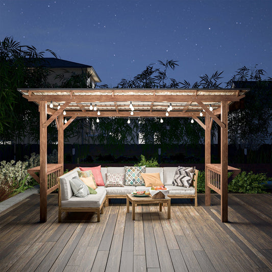 6' x 13' Alora Durable Outdoor Hardtop BBQ Grill Shelter Gazebo With Shelves