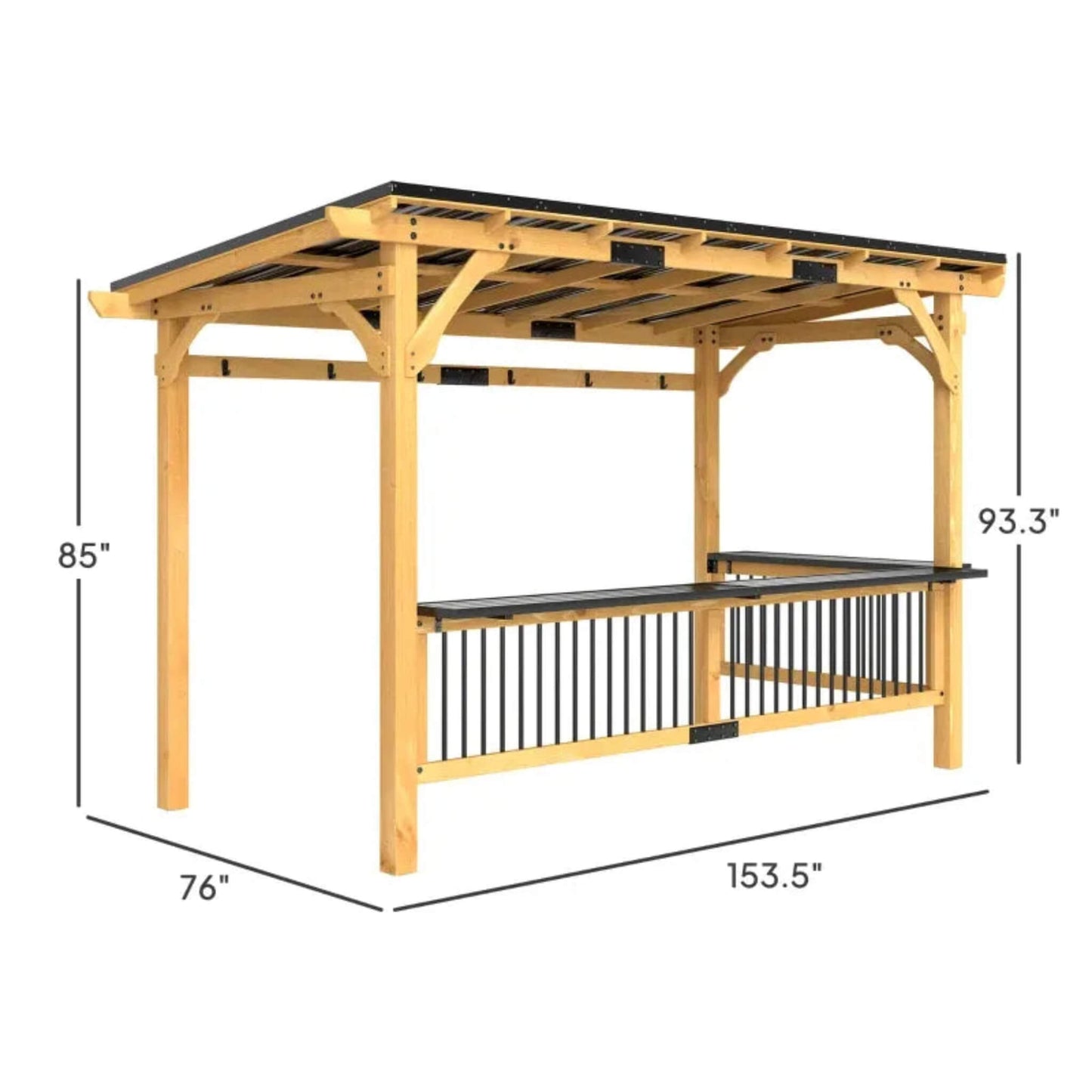 6FT x 13FT Premium Outdoor Hardtop Wooden BBQ Grill Gazebo