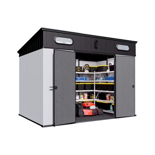 7' x 10' FT Alora Heavy-Duty Weather-Resistant Steel-Reinforced Plastic Storage Shed With Floor