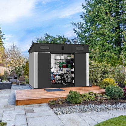 7' x 10' FT Alora Heavy-Duty Weather-Resistant Steel-Reinforced Plastic Storage Shed With Floor