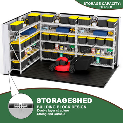 7' x 10' FT Alora Heavy-Duty Weather-Resistant Polypropylene Storage Shed With Floor And Reinforced Steel Frame
