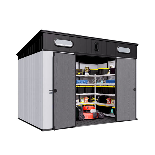 7' x 10' FT Alora Heavy-Duty Weather-Resistant Polypropylene Storage Shed With Floor And Reinforced Steel Frame