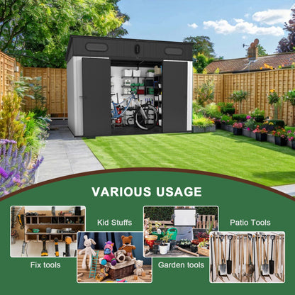 7' x 10' FT Alora Heavy-Duty Weather-Resistant Polypropylene Storage Shed With Floor And Reinforced Steel Frame