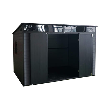 7FT x 10FT Outdoor Resin Garden Shed with Floor, Window, and Lockable Door