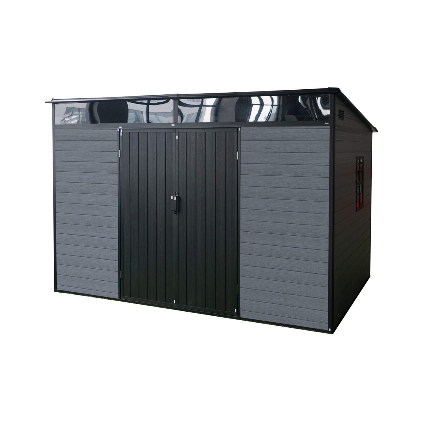 7FT x 10FT Outdoor Resin Garden Shed with Floor, Window, and Lockable Door