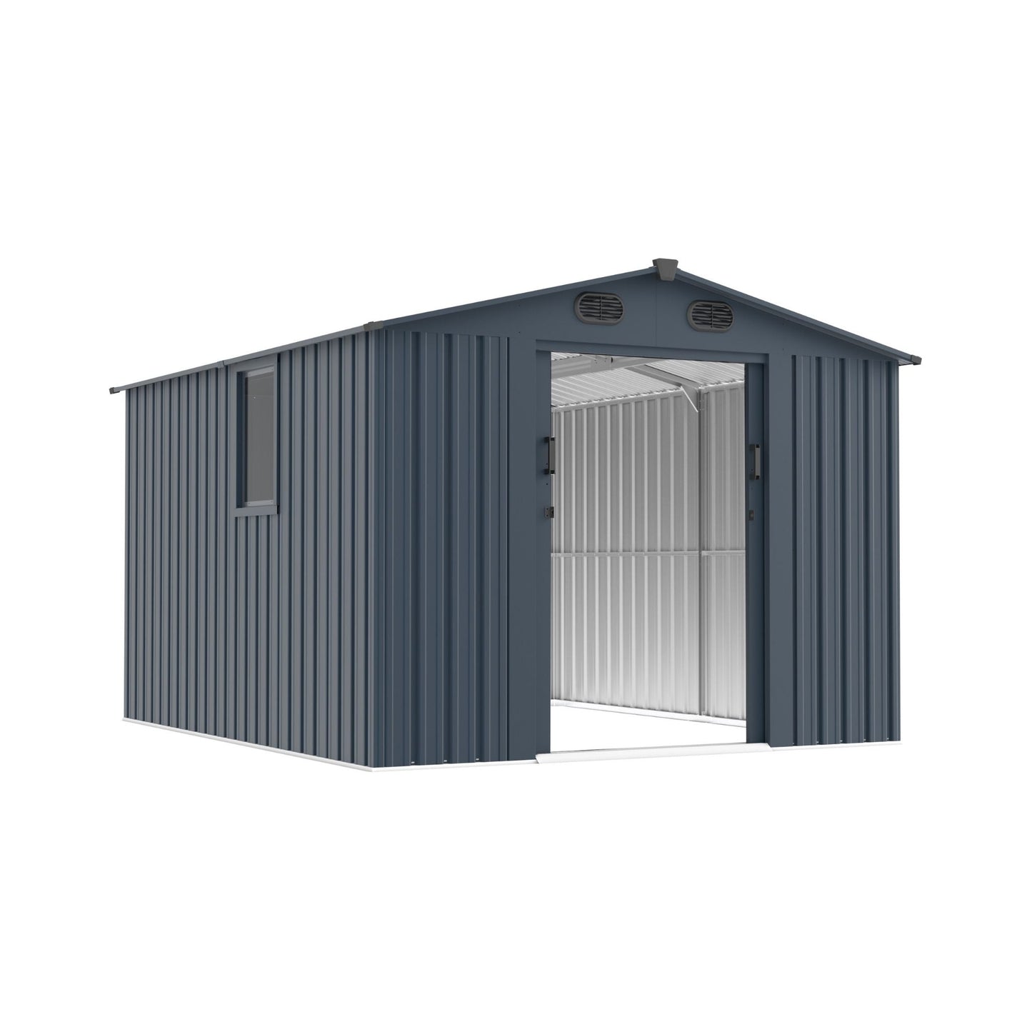 8FT x 10FT Large Outdoor Metal Backyard Garden Storage Tool Shed with Window and Lockable Doors