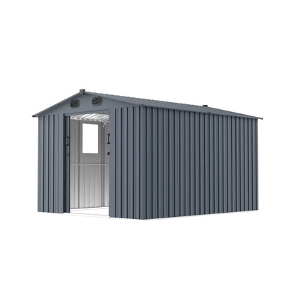 8FT X 10FT Alora Large Outdoor Metal Storage Tool Shed with Window and Lockable Doors