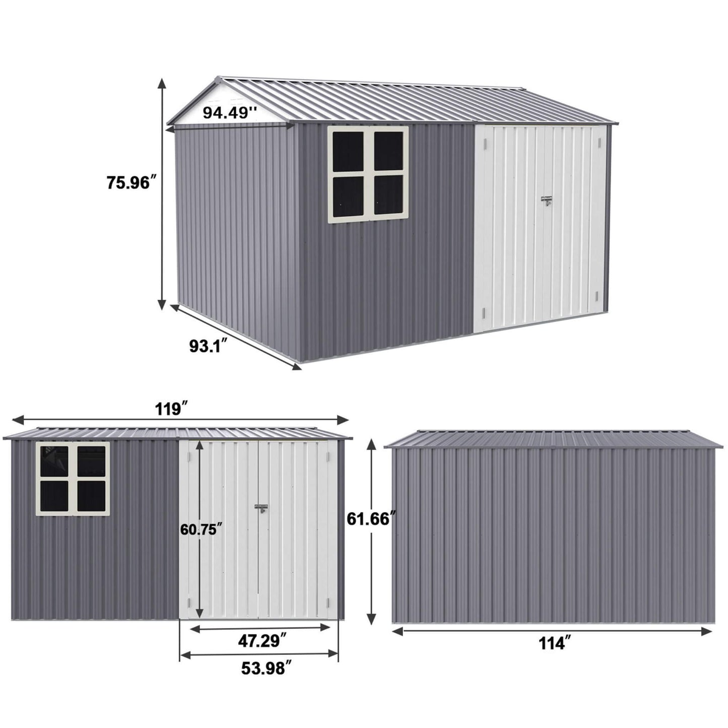 8FT x 10FT Alora Outdoor Garden Tool Shed with Thickened Galvanized Steel, Sloped Roof, Vents and Double Lockable Doors