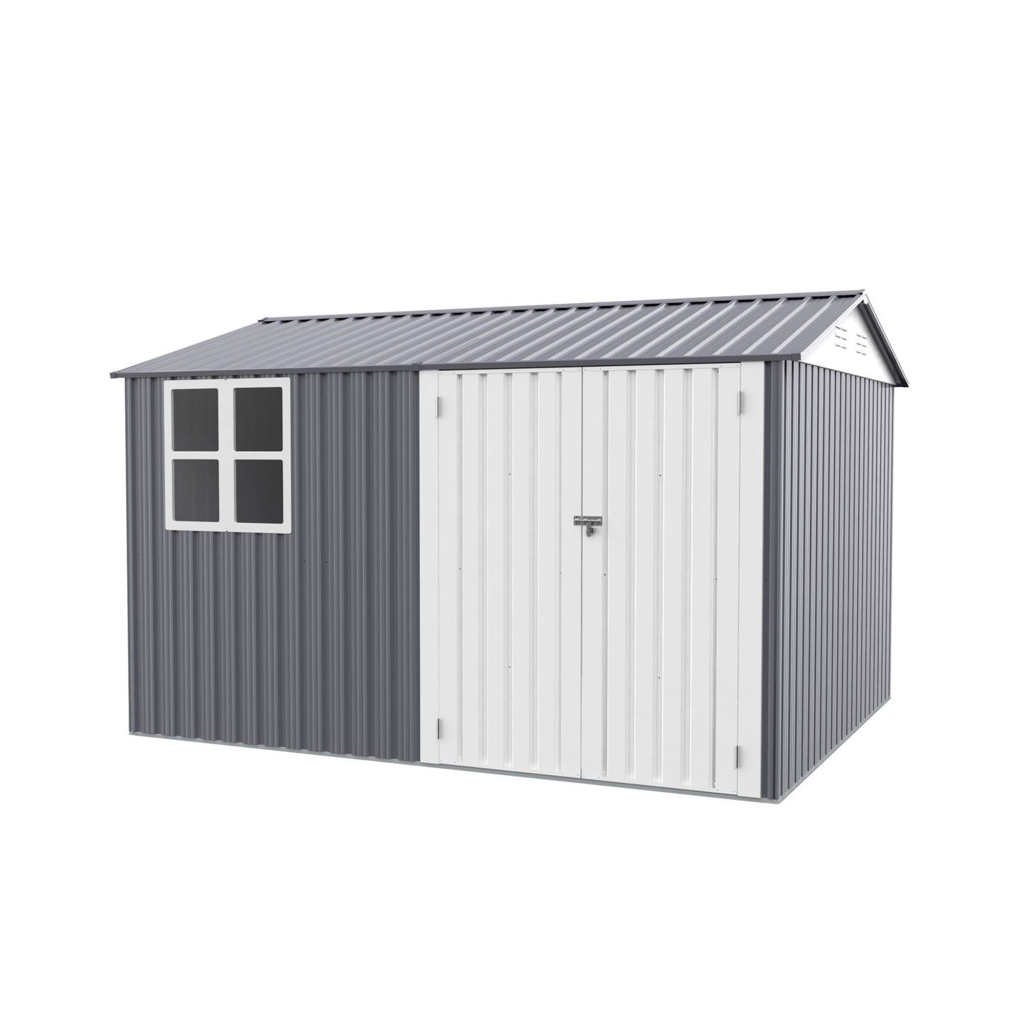 8FT x 10FT Alora Outdoor Garden Tool Shed with Thickened Galvanized Steel, Sloped Roof, Vents and Double Lockable Doors