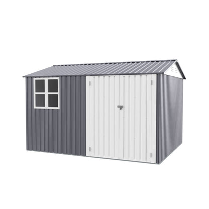 8FT x 10FT Alora Outdoor Garden Tool Shed with Thickened Galvanized Steel, Sloped Roof, Vents and Double Lockable Doors
