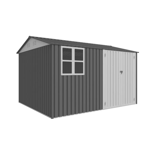 8FT x 10FT Alora Outdoor Garden Tool Shed with Thickened Galvanized Steel, Sloped Roof, Vents and Double Lockable Doors